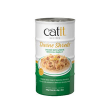 Load image into Gallery viewer, Garnitures Catit Divine Shreds - Poulet avec foie et brocoli en gelée - 4 x conserves de 85 gr
