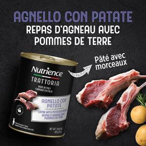 Conserve pour chien Nutrience Trattoria 400 gr - Pâté à l'agneau avec pommes de terre