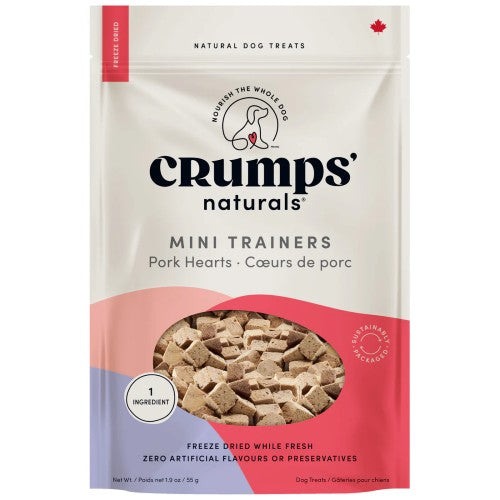 Crumps' Naturals Mini-bouchées d'entraînement pour chien - Coeurs de porc lyophilisés