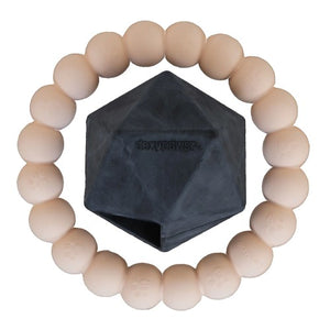 Dexypaws Jouet à mâcher ultra robustes pour chien - Duo anneau & forme géométrique, Beige & noir
