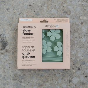 Dexypaws Tapis de léchage en silicone "Cache-cache" à alimentation lente - Fleurs - Vert sauge