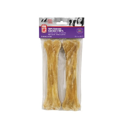 Os pressés Dogit faits de cuir brut à 100 %, 21,6 cm (8,5 po), paquet de 2
