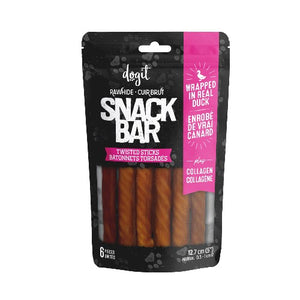 Dogit Gâteries Snack Bar - Bâtonnets - Peau de bœuf - Collagène et canard - 12,7 cm - Paquet de 6