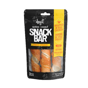 Dogit Gâteries Snack Bar - Spirales de peau de bœuf enrobées de poulet - 12,7 cm - Paquet de 3