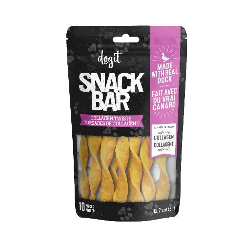 Dogit Gâteries Snack Bar - Torsades de collagène au canard - 12,7 cm - Paquet de 10