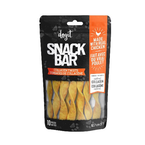 Dogit Gâteries Snack Bar - Torsades de collagène au poulet - 12,7 cm - Paquet de 10