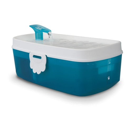 H2o Zen Fontaine / Abreuvoir pour chat (2.5 Litres) - Blanc sur bleu