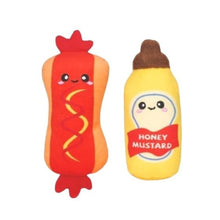 Charger l'image dans la galerie, Hugsmart "Meow Buddies" Jouet en peluche avec herbe à chat - Duo Hot-dog et moutarde
