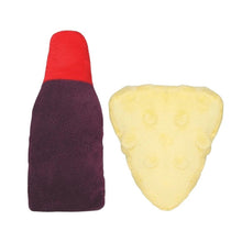 Charger l'image dans la galerie, Hugsmart "Meow Buddies" Jouet en peluche avec herbe à chat - Duo vin &amp; fromage

