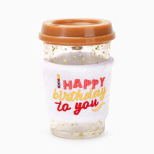 Load image into Gallery viewer, Hugsmart "Yappy Birthday" Jouet en caoutchouc &amp; tissu craquant pour chien - Café d'anniversaire - Brun
