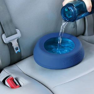 Kurgo Bol à eau en silicone pour voiture anti éclaboussures Wander, Bleu