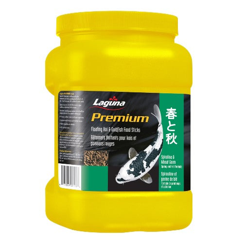Bâtonnets flottants Premium Laguna à la spiruline et au germe de blé pour koïs et poissons rouges