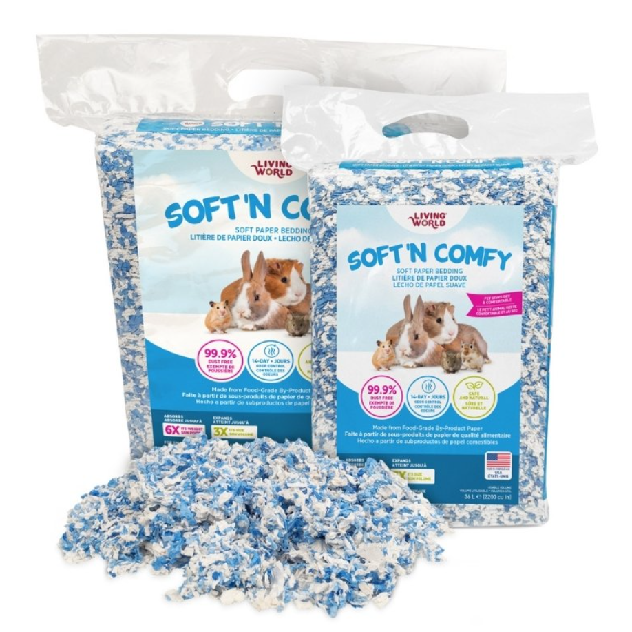 Litière Soft ’N Comfy pour Rongeurs, blanche et bleue – Living World