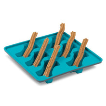 Load image into Gallery viewer, Messy Mutts Moule à sucettes glacées en silicone avec cadre (6 friandises) - Bleu

