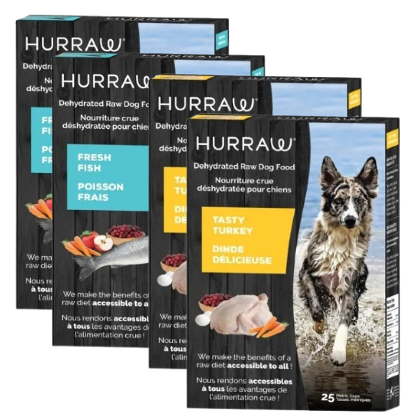 Nourriture Hurraw crue déshydratée pour chien - Combo Poisson-Dinde