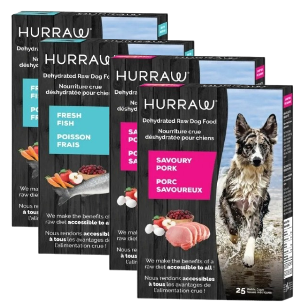 Nourriture Hurraw crue déshydratée pour chien - Combo Poisson-Porc
