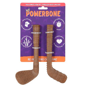 Powerbone Jouet à mâcher pour chien - Nylon & bambou - Duo mini bâtons de golf et de hockey 7 pouces