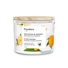 Charger l&#39;image dans la galerie, Purodora Lab Bougie de soya - Neutralisant d&#39;odeurs d&#39;animaux - Clémentine et Jasmin 13 oz
