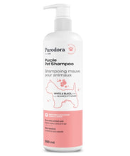 Charger l&#39;image dans la galerie, Purodora Lab Shampoing mauve pour chien à poil blanc ou noir
