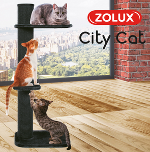 Poteau à griffer City Cat 3 Zolux avec 2 plateformes, gris, 59 x 61 x 148 cm