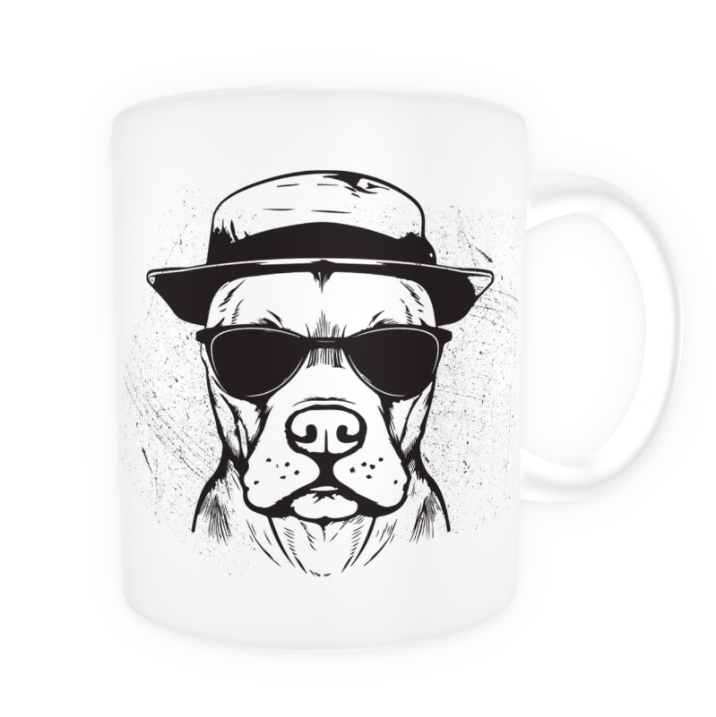 Tasse en céramique-Thème animaux-Chien Chapeau Lunette