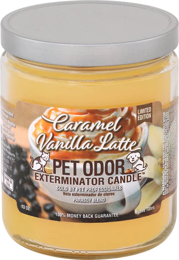 Chandelle désodorisante Latté Caramel Vanille Pet Odor, pot de 13 oz