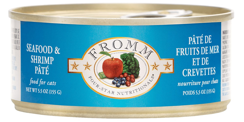 Conserve pour chat Fromm Four Stars- Pâté fruits de mer et crevette 5.5oz