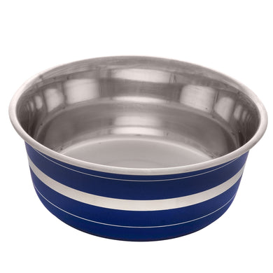 Bol antidérapant Dogit en acier inoxydable pour chiens, rayures bleues, 1,15 L (39 oz liq.) - Boutique Le Jardin Des Animaux -Accessoires de nourrissageBoutique Le Jardin Des Animaux98518