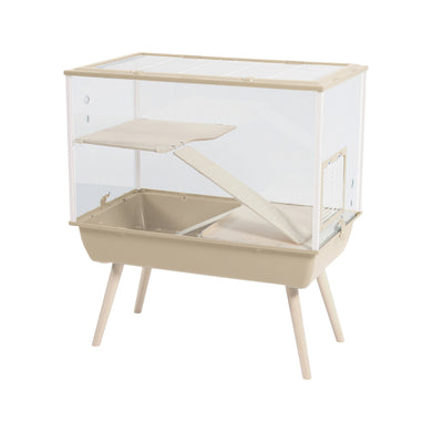 Cage Nevo Palace pour petits animaux, acrylique, base beige, 78 x 48 x 58 cm - Boutique Le Jardin Des Animaux -Habitat pour petit mammifèreBoutique Le Jardin Des AnimauxVP1655
