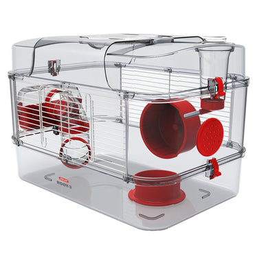 Cage Solo Rody 3 pour hamster, un étage, rouge, 41 x 72 x 28 cm - Boutique Le Jardin Des Animaux -Habitat pour petit mammifèreBoutique Le Jardin Des AnimauxVP1702