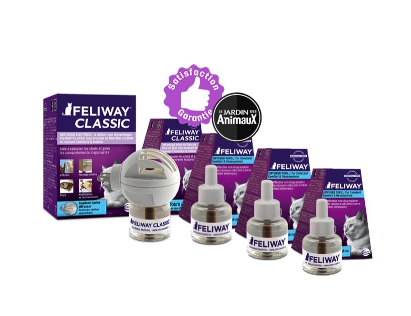 Diffuseur Feliway Classic + recharges, 120 jours - Boutique Le Jardin Des Animaux -SoinsBoutique Le Jardin Des AnimauxKIT départ et 2 recharges