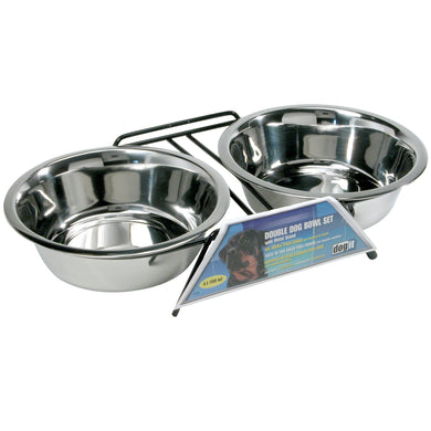 Ensemble de 2 bols Dogit en acier inoxydable, très grand, 2 bols de 2 L (67,6 oz liq.) avec support - Boutique Le Jardin Des Animaux -Accessoires de nourrissageBoutique Le Jardin Des Animaux73524