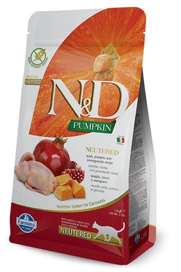 FARMINA N&D, CAILLE, POTIRON & GRENADE POUR CHAT ADULTE STÉRILISÉ - Boutique Le Jardin Des Animaux -Nourriture chatBoutique Le Jardin Des Animaux