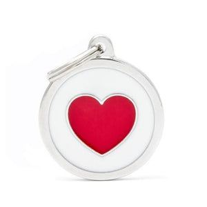 Médaille collection Charms, CERCLE BLANC COEUR ROUGE, GRAND - Boutique Le Jardin Des Animaux -médailleBoutique Le Jardin Des AnimauxYM04