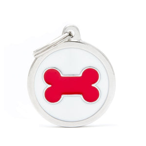 Médaille collection Charms, CERCLE BLANC OS ROUGE, GRAND - Boutique Le Jardin Des Animaux -médailleBoutique Le Jardin Des AnimauxYM02