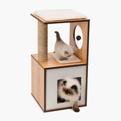 Meuble Box Vesper Petit – noyer, arbre à chat - Boutique Le Jardin Des Animaux -Griffoir, meuble et litBoutique Le Jardin Des Animaux