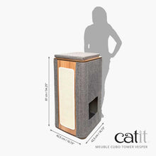Charger l&#39;image dans la galerie, Meuble Cubo Tower Vesper – gris, arbre à chat - Boutique Le Jardin Des Animaux -Griffoir, meuble et litBoutique Le Jardin Des Animaux52094
