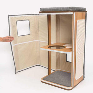 Meuble Cubo Tower Vesper – gris, arbre à chat - Boutique Le Jardin Des Animaux -Griffoir, meuble et litBoutique Le Jardin Des Animaux52094