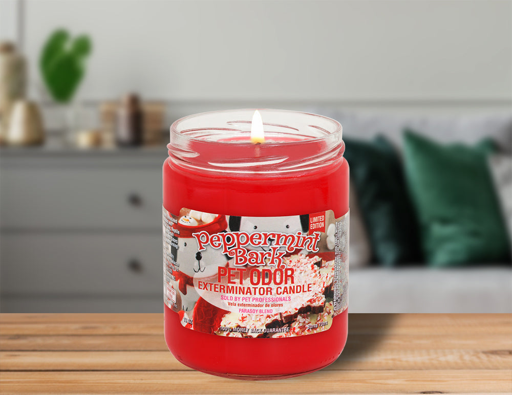 Chandelle éliminatrice d'odeurs d'animaux, Peppermint Bark, pot de 13 oz