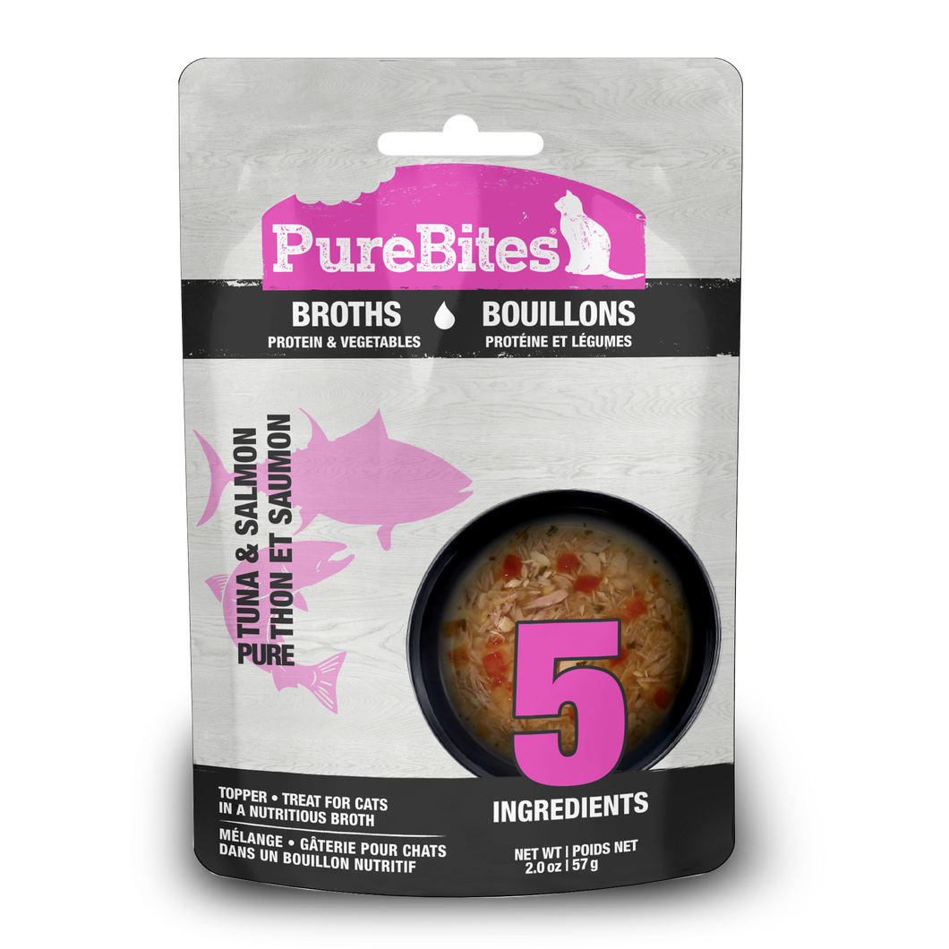 Purebites - Gâteries pour chat thon et saumon dans le bouillon