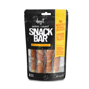 Torsades de cuir brut enrobés de poulet Snack Bar Dogit