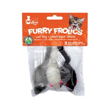 Souris à fourrure Furry Frolics Cat Love avec herbe à chat, paquet de 3 - Boutique Le Jardin Des Animaux -Jouet chatBoutique Le Jardin Des Animaux35575