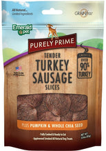 Charger l&#39;image dans la galerie, Tranches de saucisses moelleuses pour chien, Dinde citrouille et chia, Purely Prime, Emerald Pet - Boutique Le Jardin Des Animaux -Gâterie pour chienBoutique Le Jardin Des AnimauxEMT00631
