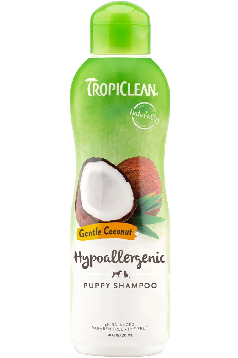 Tropiclean Shampoing Chien - Hypoallergique à la noix de coco assez doux pour les chiots 592mL - Boutique Le Jardin Des Animaux -ToilettageBoutique Le Jardin Des AnimauxTC202139